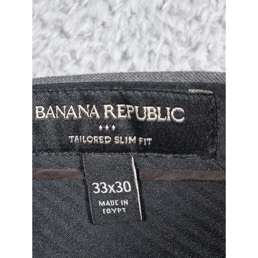 Banana Republic Dress Pants 33x30‎ Gray Mens Tailored Slim Flat Front Trousers